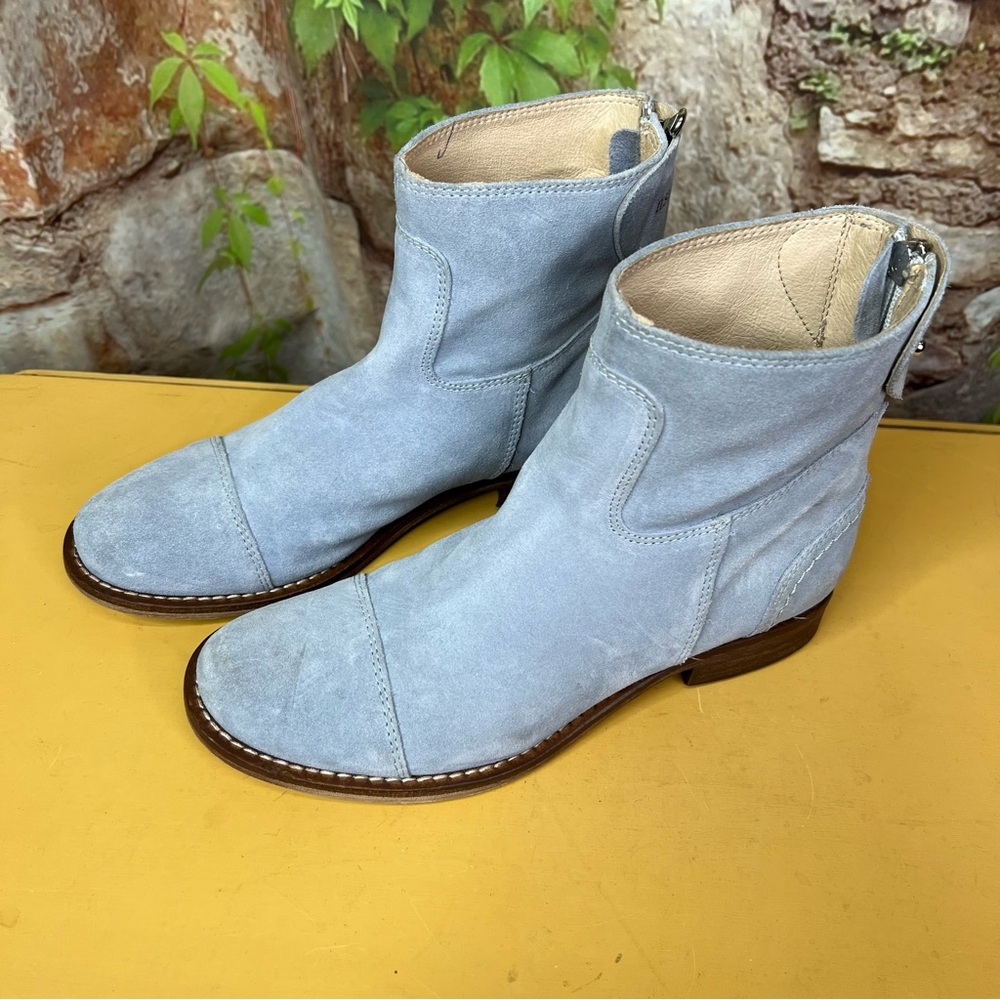 ILSE JACOBSEN Cloudy Blue Suede Leather Back Zip Ankle Boots, 37 - Picture 5 of 16